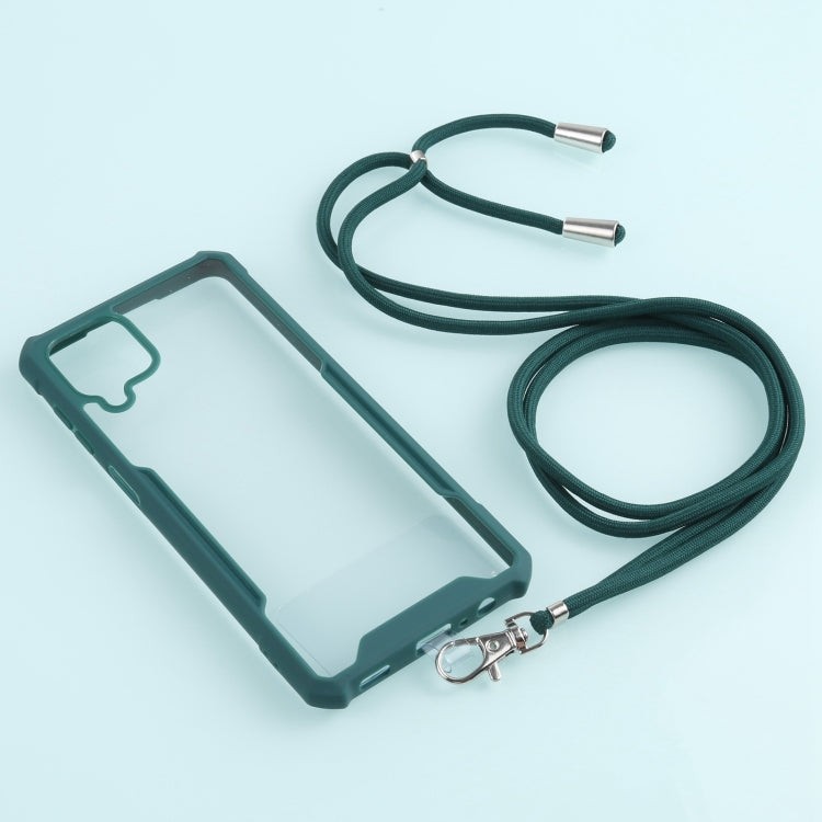 For Samsung Galaxy A12 5G Acrylic + Color TPU Shockproof Case with Neck Lanyard