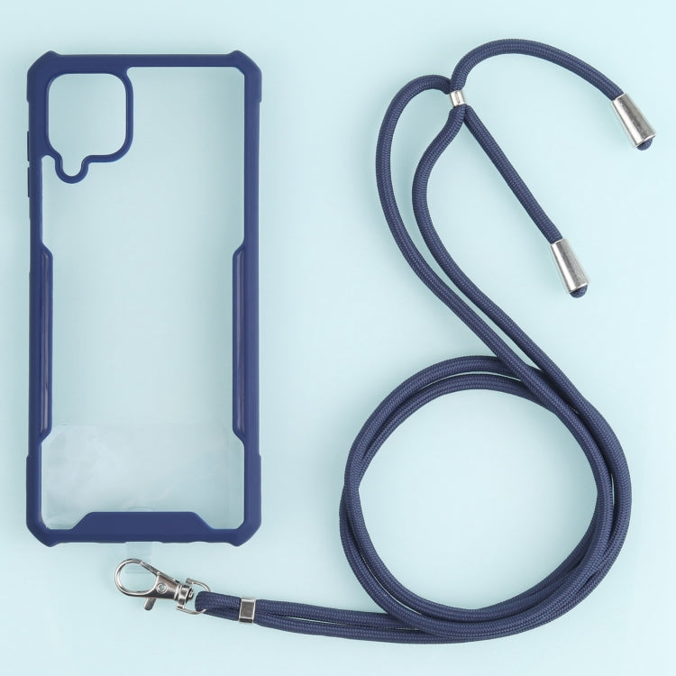 For Samsung Galaxy A12 5G Acrylic + Color TPU Shockproof Case with Neck Lanyard