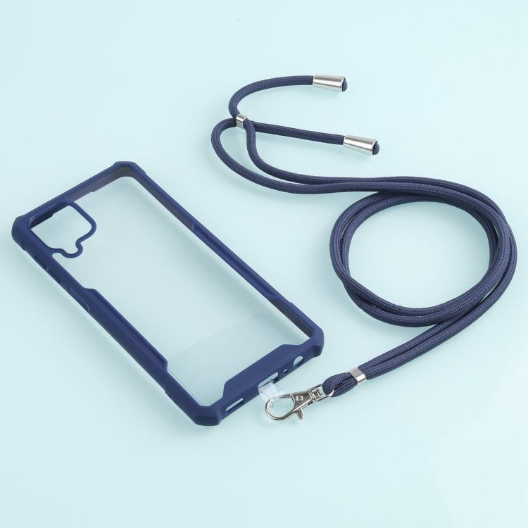 For Samsung Galaxy A12 5G Acrylic + Color TPU Shockproof Case with Neck Lanyard