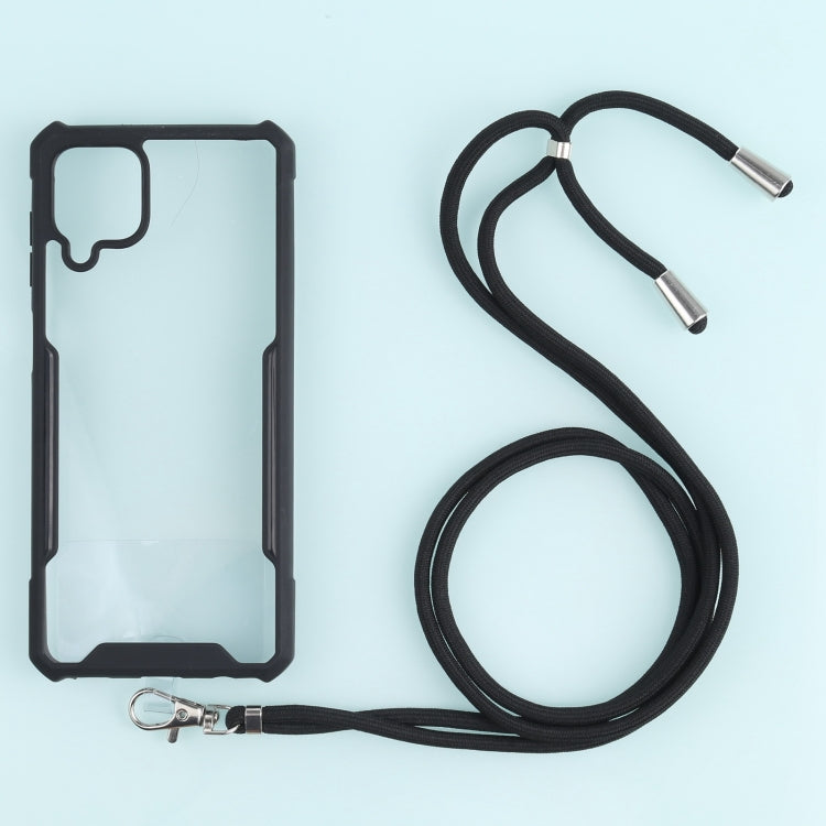 For Samsung Galaxy A12 5G Acrylic + Color TPU Shockproof Case with Neck Lanyard