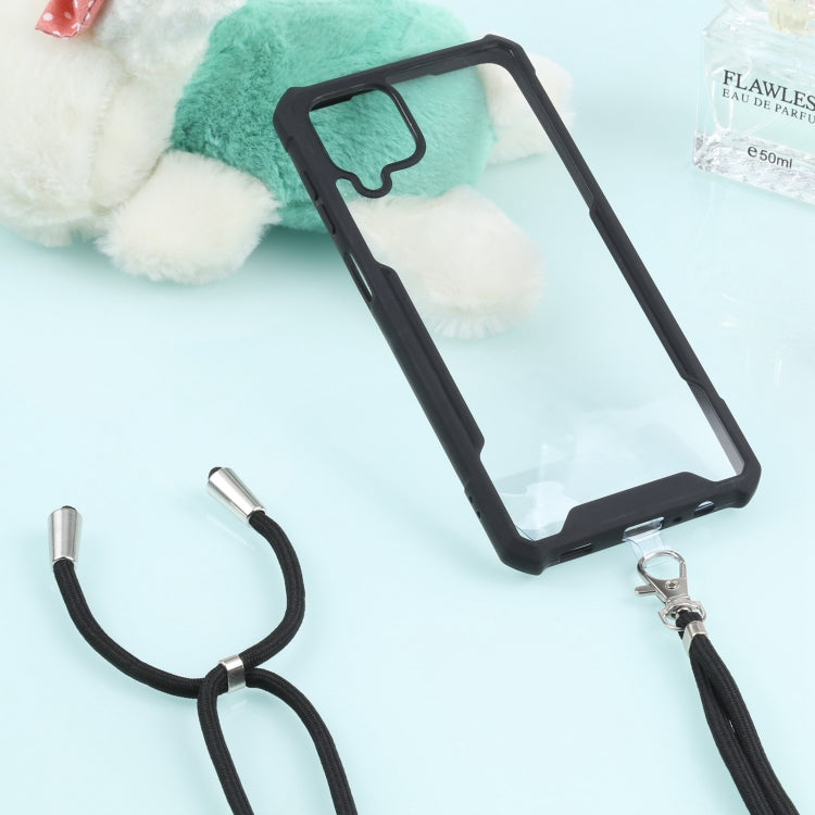 For Samsung Galaxy A12 5G Acrylic + Color TPU Shockproof Case with Neck Lanyard