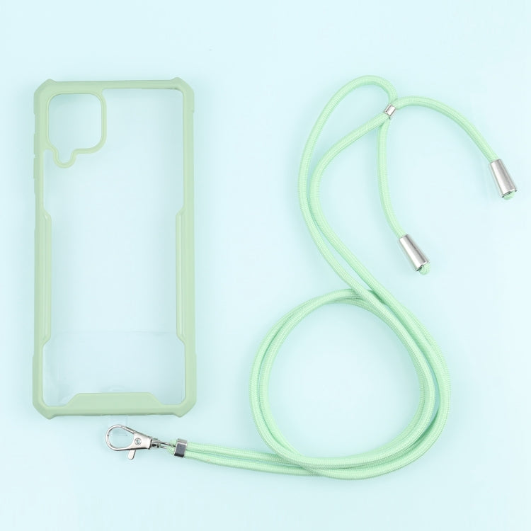 For Samsung Galaxy A12 5G Acrylic + Color TPU Shockproof Case with Neck Lanyard