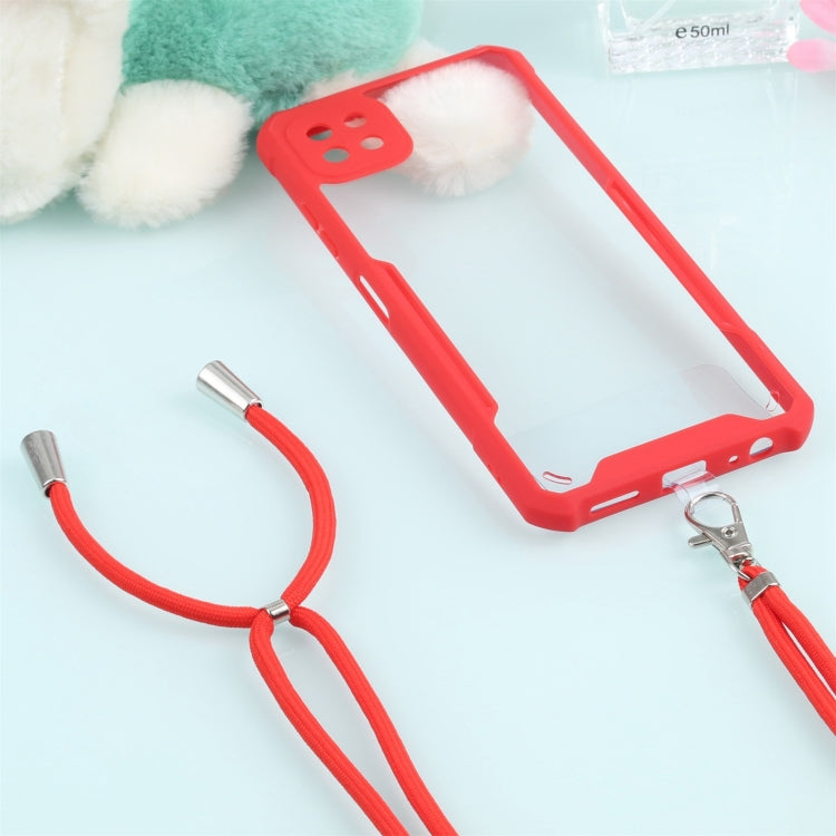 For Samsung Galaxy A22 Acrylic + Color TPU Shockproof Case with Neck Lanyard