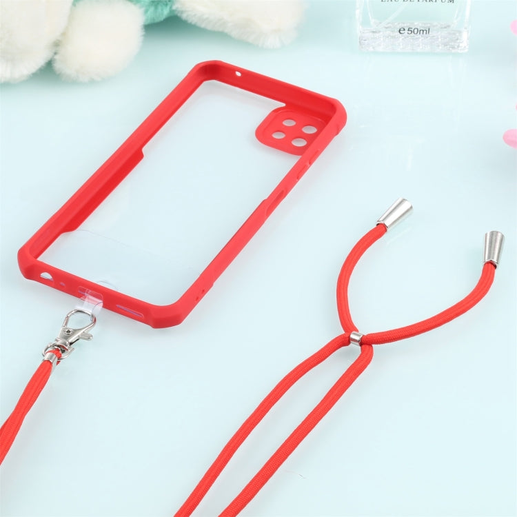 For Samsung Galaxy A22 Acrylic + Color TPU Shockproof Case with Neck Lanyard