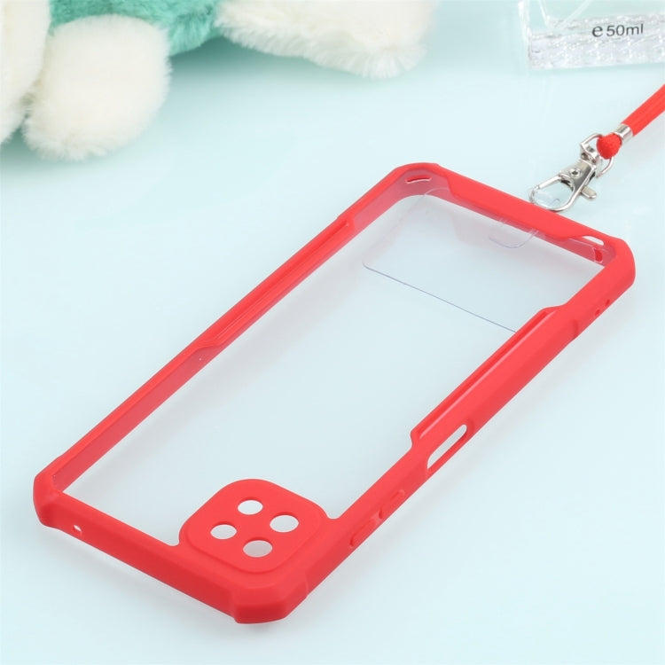 For Samsung Galaxy A22 Acrylic + Color TPU Shockproof Case with Neck Lanyard