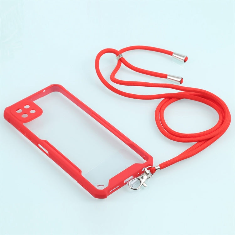 For Samsung Galaxy A22 Acrylic + Color TPU Shockproof Case with Neck Lanyard