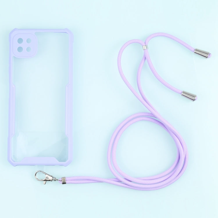 For Samsung Galaxy A22 Acrylic + Color TPU Shockproof Case with Neck Lanyard