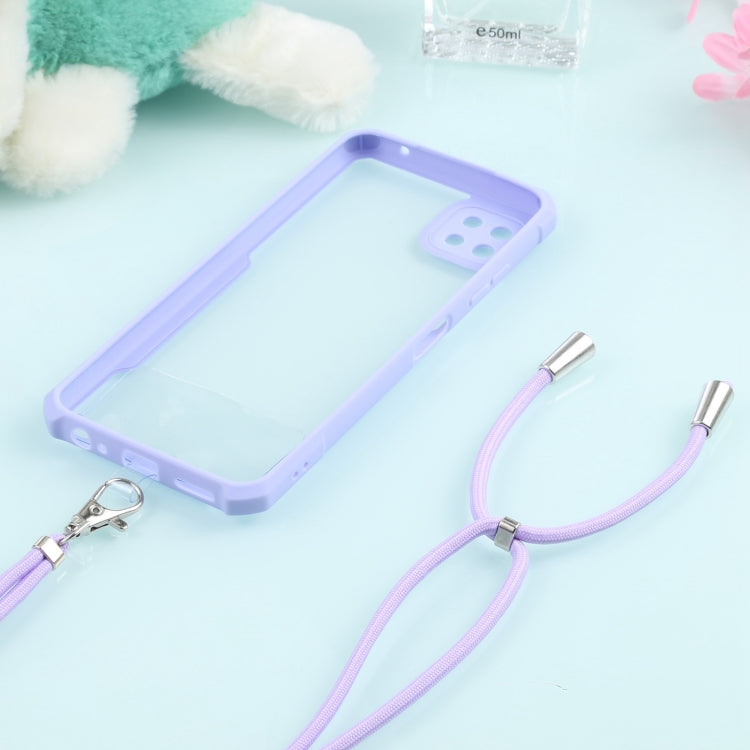 For Samsung Galaxy A22 Acrylic + Color TPU Shockproof Case with Neck Lanyard