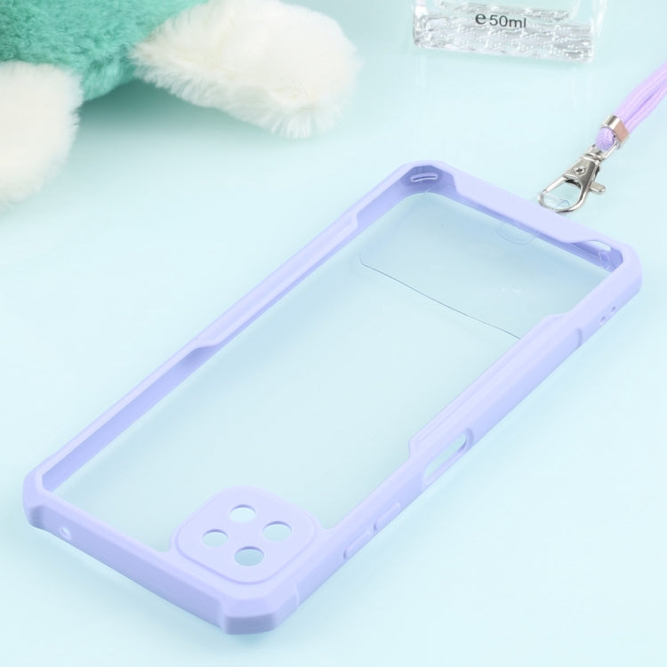 For Samsung Galaxy A22 Acrylic + Color TPU Shockproof Case with Neck Lanyard
