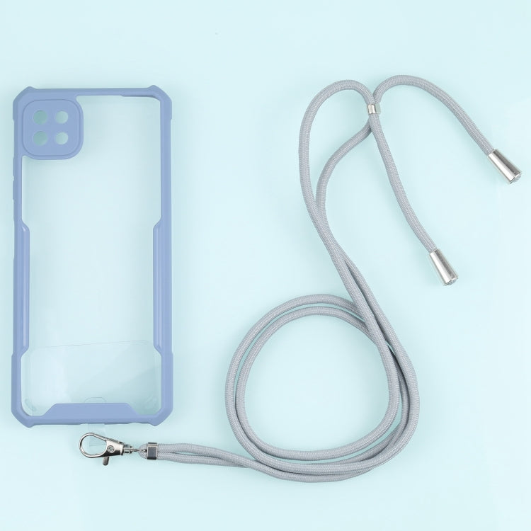 For Samsung Galaxy A22 Acrylic + Color TPU Shockproof Case with Neck Lanyard