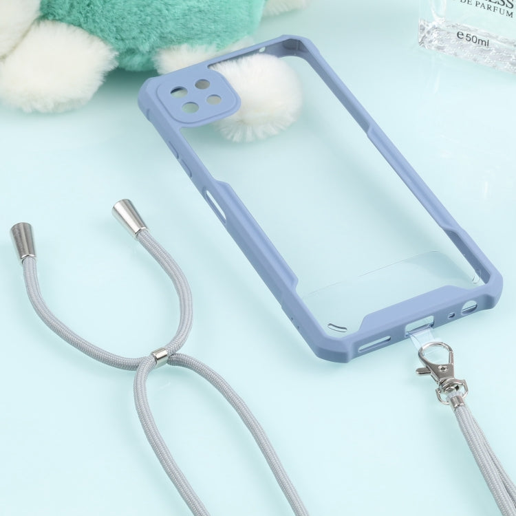 For Samsung Galaxy A22 Acrylic + Color TPU Shockproof Case with Neck Lanyard