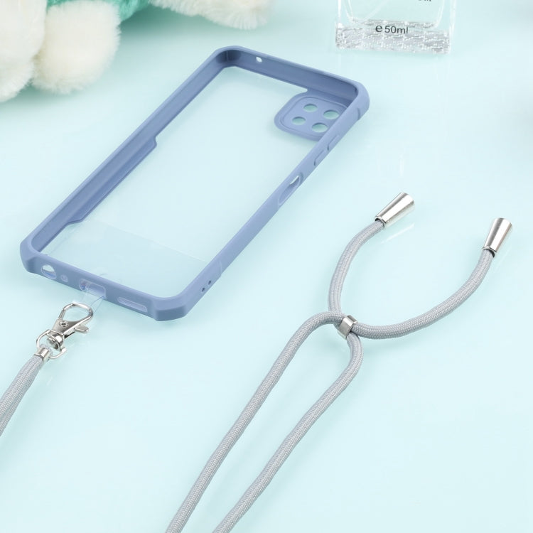 For Samsung Galaxy A22 Acrylic + Color TPU Shockproof Case with Neck Lanyard
