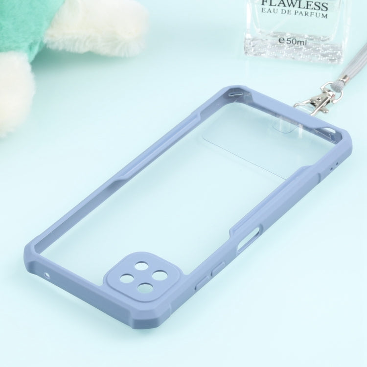 For Samsung Galaxy A22 Acrylic + Color TPU Shockproof Case with Neck Lanyard