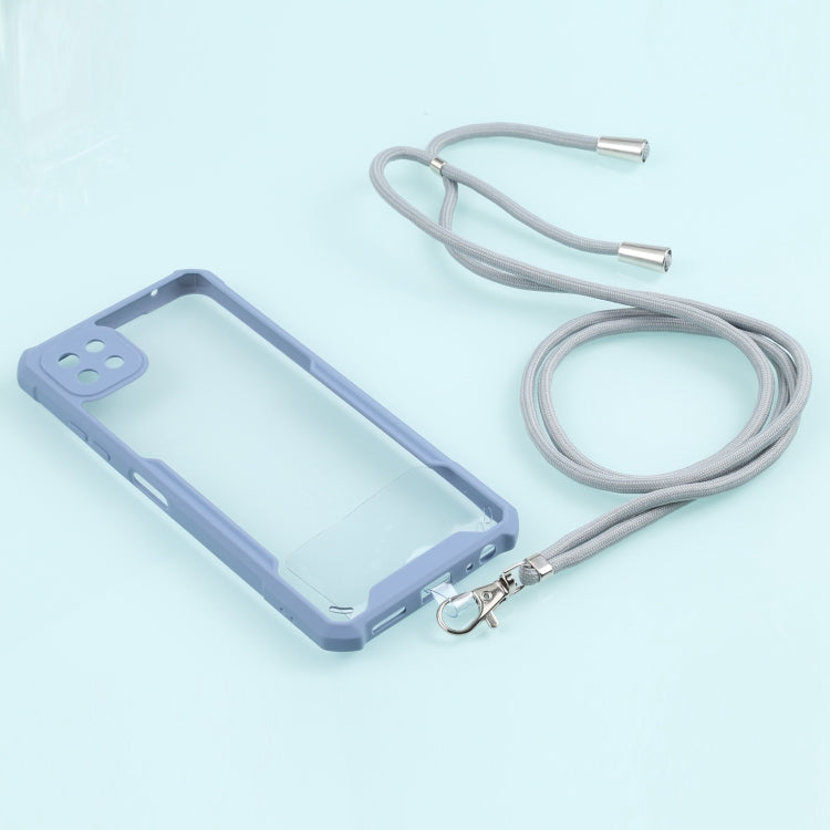 For Samsung Galaxy A22 Acrylic + Color TPU Shockproof Case with Neck Lanyard