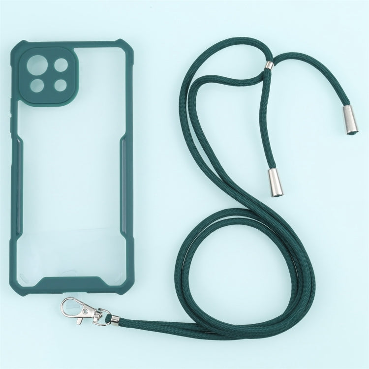 For Samsung Galaxy A22 Acrylic + Color TPU Shockproof Case with Neck Lanyard