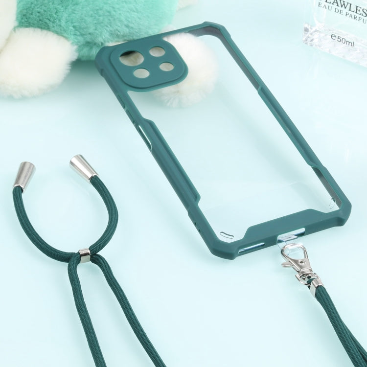 For Samsung Galaxy A22 Acrylic + Color TPU Shockproof Case with Neck Lanyard