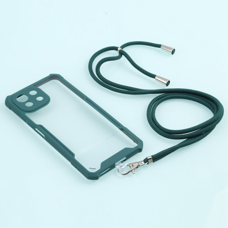 For Samsung Galaxy A22 Acrylic + Color TPU Shockproof Case with Neck Lanyard