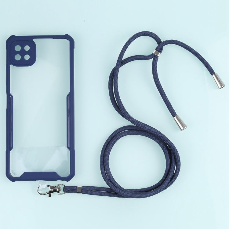 For Samsung Galaxy A22 Acrylic + Color TPU Shockproof Case with Neck Lanyard