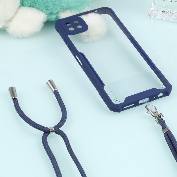 For Samsung Galaxy A22 Acrylic + Color TPU Shockproof Case with Neck Lanyard