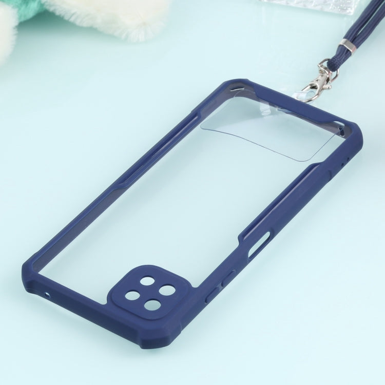 For Samsung Galaxy A22 Acrylic + Color TPU Shockproof Case with Neck Lanyard