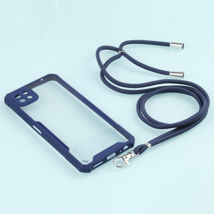 For Samsung Galaxy A22 Acrylic + Color TPU Shockproof Case with Neck Lanyard