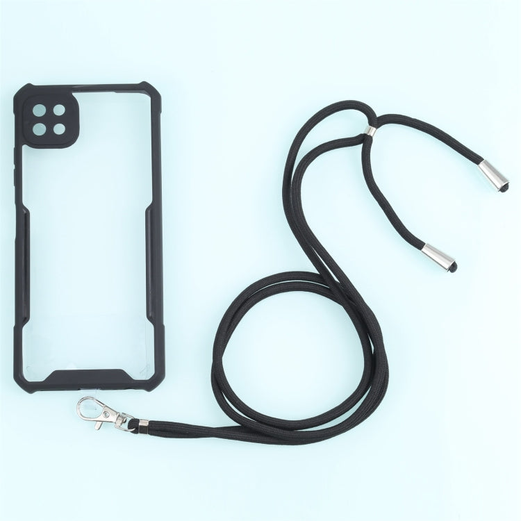 For Samsung Galaxy A22 Acrylic + Color TPU Shockproof Case with Neck Lanyard
