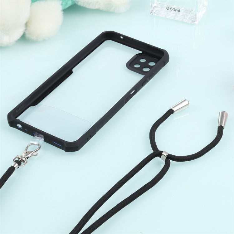 For Samsung Galaxy A22 Acrylic + Color TPU Shockproof Case with Neck Lanyard