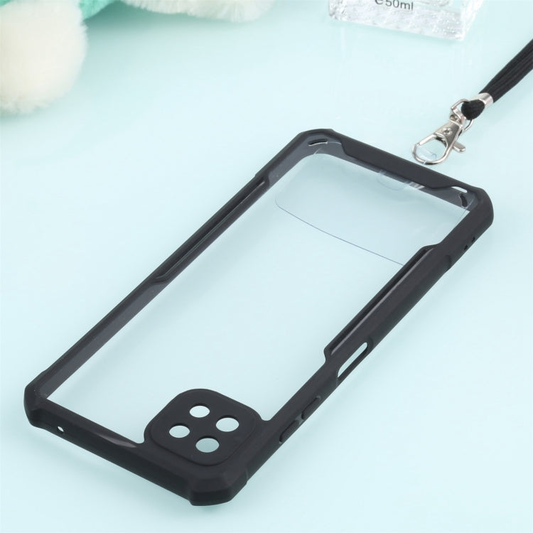 For Samsung Galaxy A22 Acrylic + Color TPU Shockproof Case with Neck Lanyard