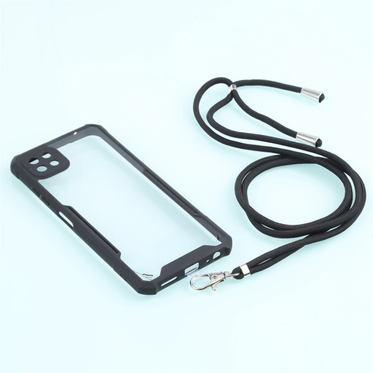 For Samsung Galaxy A22 Acrylic + Color TPU Shockproof Case with Neck Lanyard