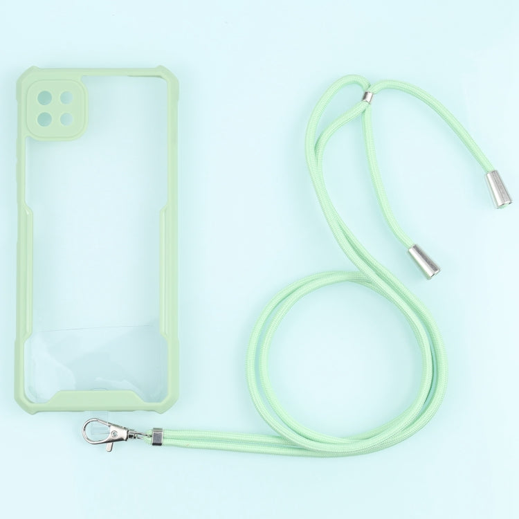 For Samsung Galaxy A22 Acrylic + Color TPU Shockproof Case with Neck Lanyard