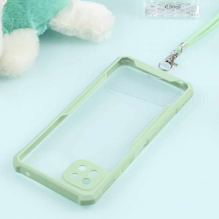 For Samsung Galaxy A22 Acrylic + Color TPU Shockproof Case with Neck Lanyard