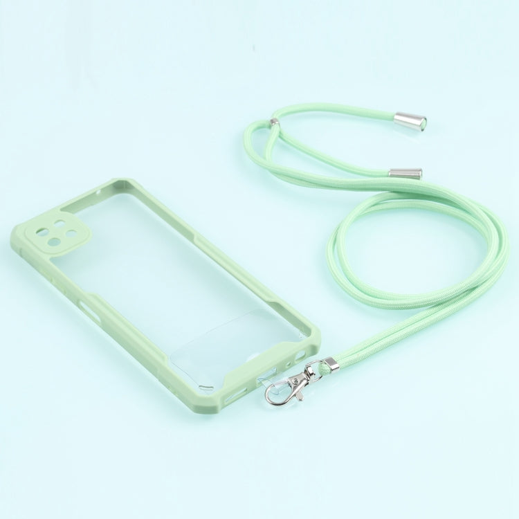 For Samsung Galaxy A22 Acrylic + Color TPU Shockproof Case with Neck Lanyard
