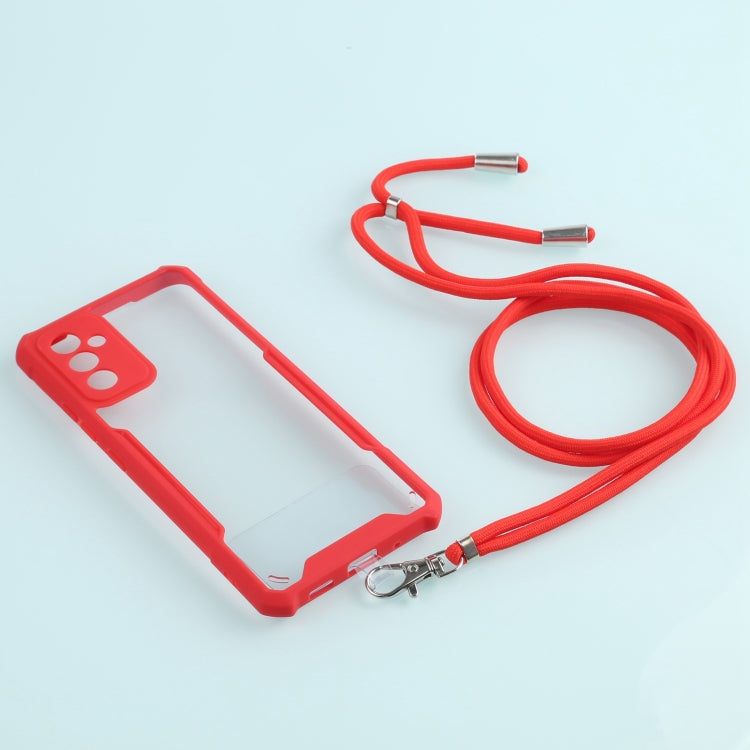 For Samsung Galaxy A82 Acrylic + Color TPU Shockproof Case with Neck Lanyard