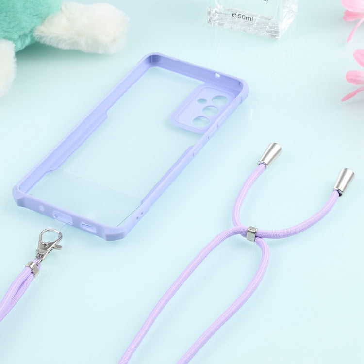 For Samsung Galaxy A82 Acrylic + Color TPU Shockproof Case with Neck Lanyard