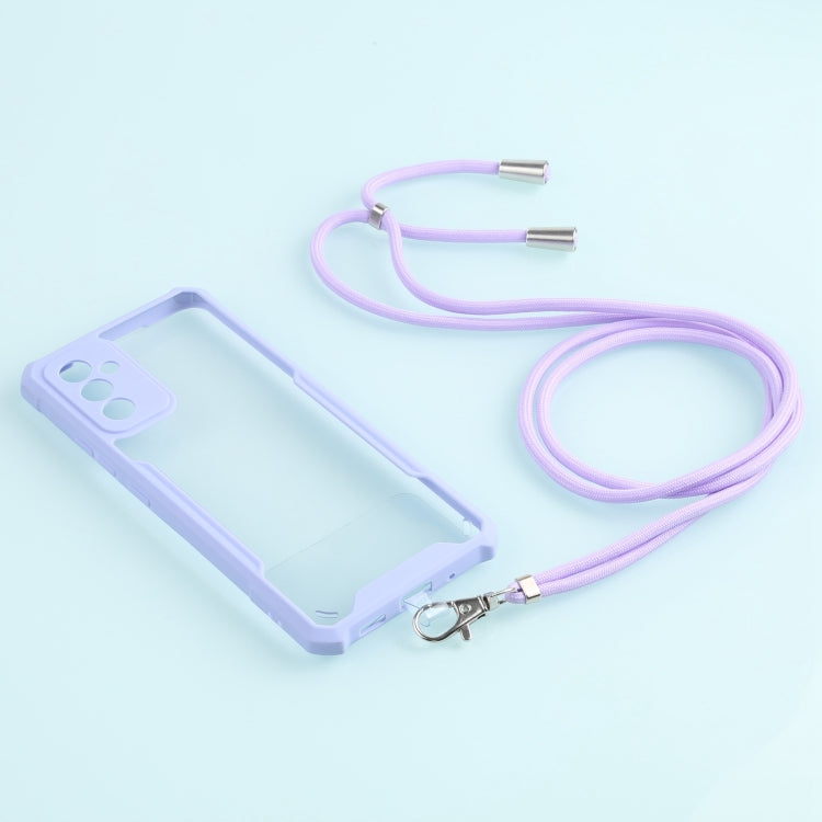 For Samsung Galaxy A82 Acrylic + Color TPU Shockproof Case with Neck Lanyard