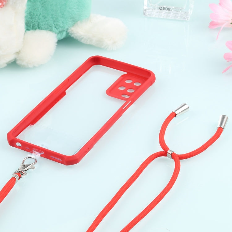 For OPPO A54 4G Acrylic + Color TPU Shockproof Case with Neck Lanyard