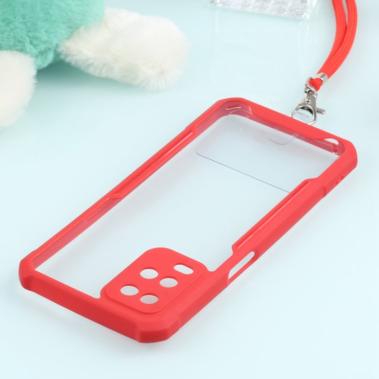 For OPPO A54 4G Acrylic + Color TPU Shockproof Case with Neck Lanyard
