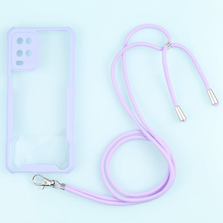 For OPPO A54 4G Acrylic + Color TPU Shockproof Case with Neck Lanyard