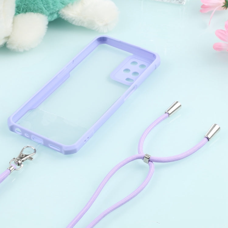 For OPPO A54 4G Acrylic + Color TPU Shockproof Case with Neck Lanyard