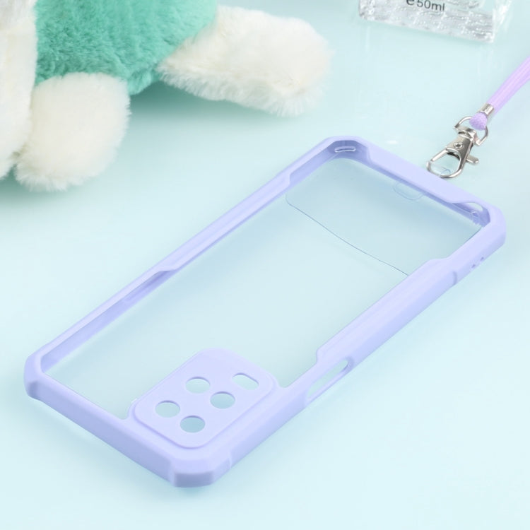 For OPPO A54 4G Acrylic + Color TPU Shockproof Case with Neck Lanyard