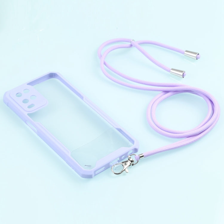 For OPPO A54 4G Acrylic + Color TPU Shockproof Case with Neck Lanyard