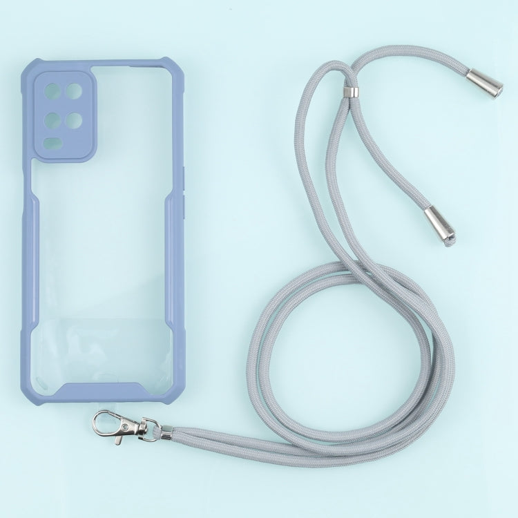 For OPPO A54 4G Acrylic + Color TPU Shockproof Case with Neck Lanyard