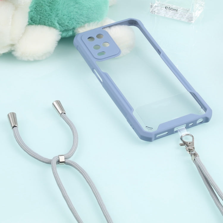 For OPPO A54 4G Acrylic + Color TPU Shockproof Case with Neck Lanyard