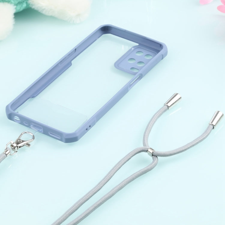 For OPPO A54 4G Acrylic + Color TPU Shockproof Case with Neck Lanyard