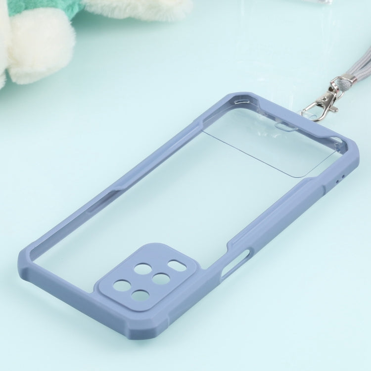 For OPPO A54 4G Acrylic + Color TPU Shockproof Case with Neck Lanyard