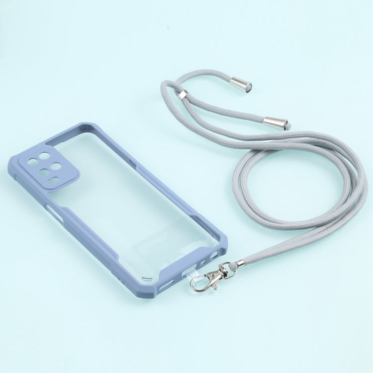 For OPPO A54 4G Acrylic + Color TPU Shockproof Case with Neck Lanyard
