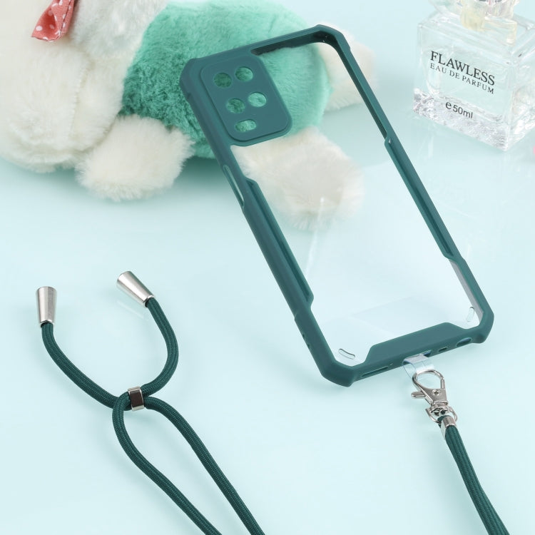 For OPPO A54 4G Acrylic + Color TPU Shockproof Case with Neck Lanyard