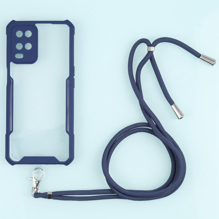 For OPPO A54 4G Acrylic + Color TPU Shockproof Case with Neck Lanyard