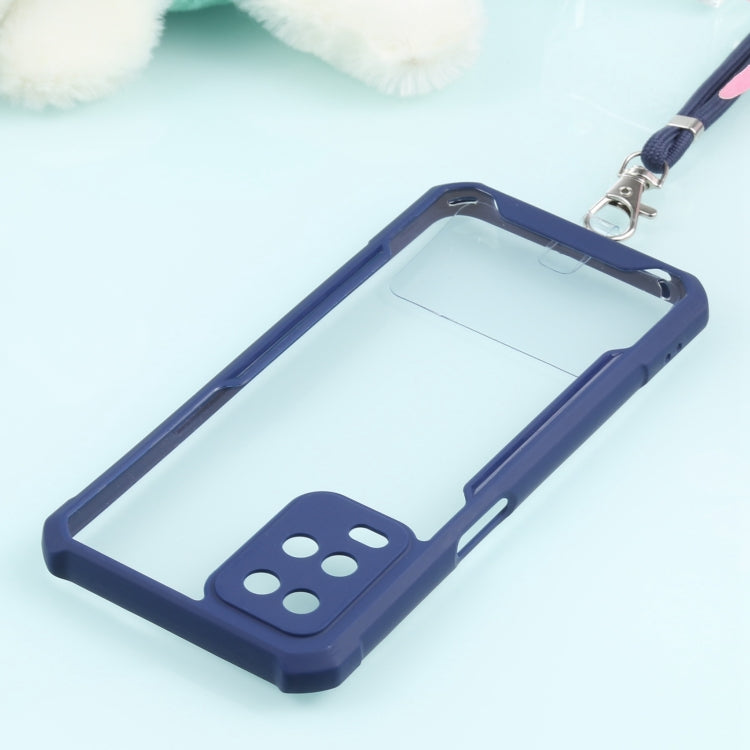 For OPPO A54 4G Acrylic + Color TPU Shockproof Case with Neck Lanyard