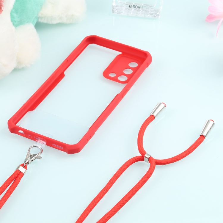 For OPPO A74 4G/F19 Acrylic + Color TPU Shockproof Case with Neck Lanyard